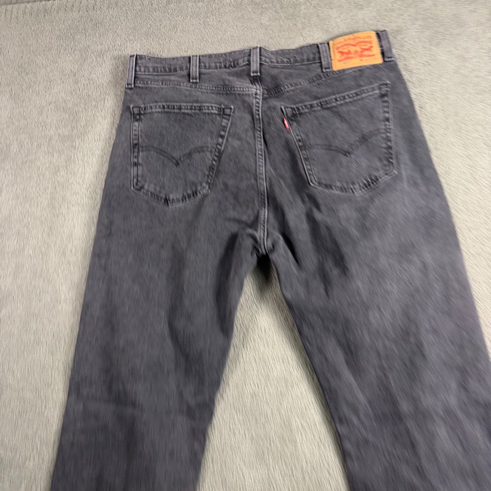 Levis 505 Regular Fit Jeans Mens 38x29 Faded Black Straight Leg Denim Pants